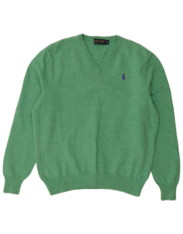 Polo Golf Ralph Lauren Womens V-Neck Jumper Sweater UK 18 XL Green