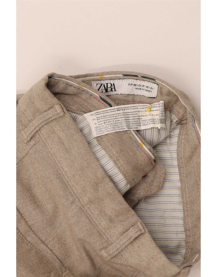 Pantaloni chino drepți pentru bărbați Zara EU 40 Mediu L31 L28 Bej Poliester