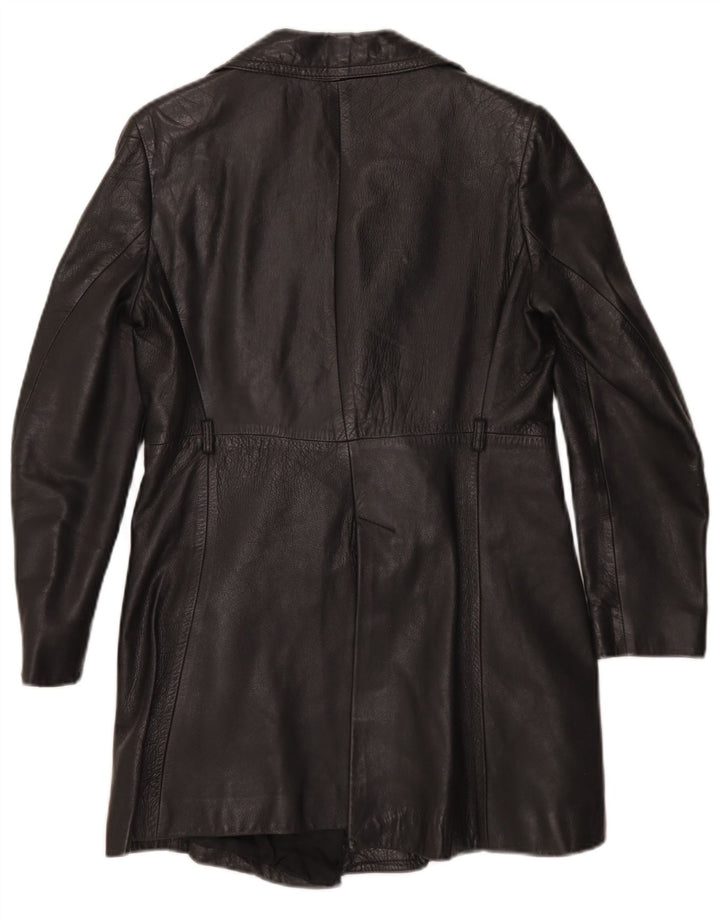 Palton din piele vintage pentru femei UK 10 mic negru