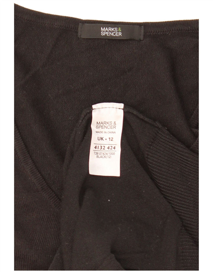 Pulover pentru femei Marks & Spencer cu decolteu în V UK 12 Medium Negru Acrilic