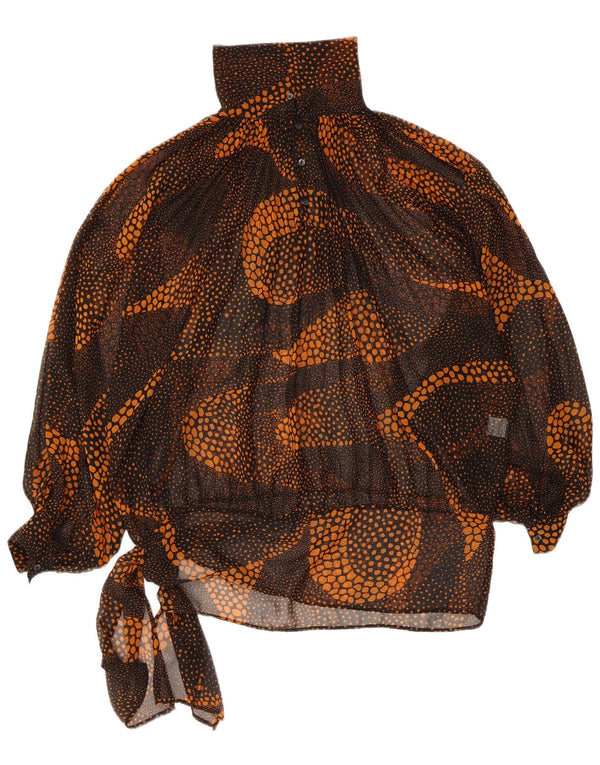 Bluză supradimensionată vintage cu mânecă lungă pentru femei IT 48 XL maro cu pete