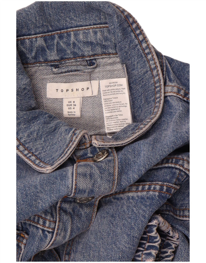 Topshop Jachetă de denim crop pentru femei UK 8 Small Blue