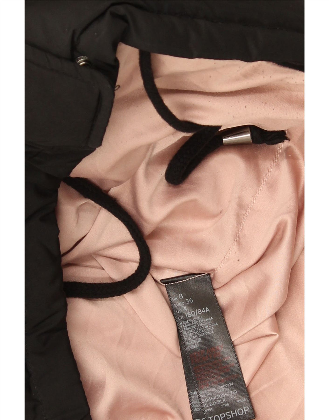 Topshop Jachetă supradimensionată cu glugă pentru femei UK 8 Poliester negru mic