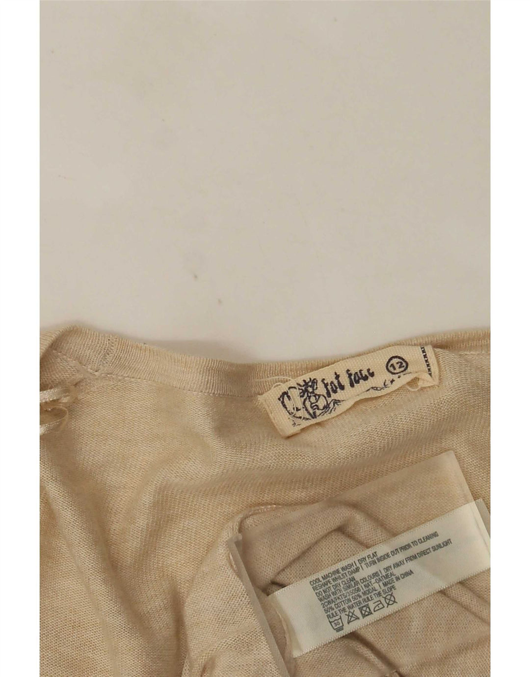 Fat Face Womens Asimetric Open Cardigan Top UK 12 Medium Beige Flecked