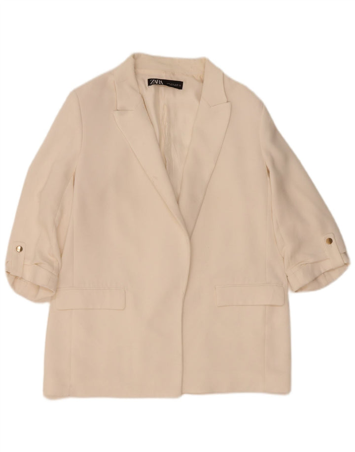 Jachetă pentru femei Zara cu mâneci 3/4 deschise, UK 18 XL, albă