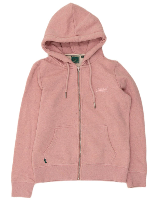 Pulover Superdry pentru femei cu fermoar, UK 12, bumbac roz mediu