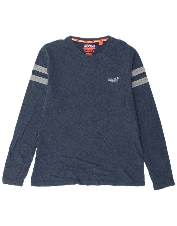 SUPERDRY Top pentru bărbați cu mânecă lungă 2XL, albastru bleumarin, bumbac color bloc