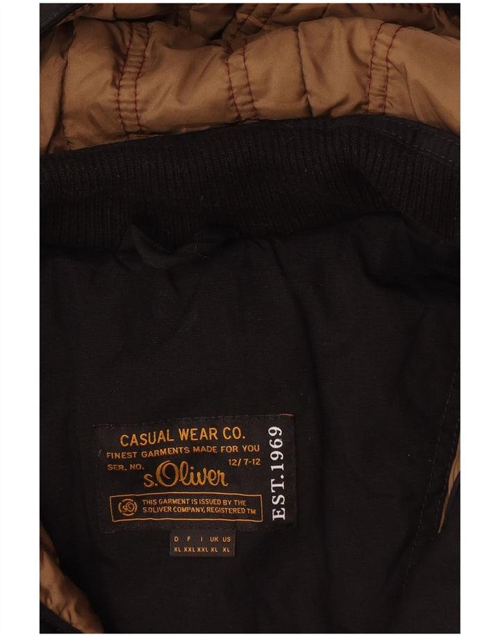 Jachetă căptușită cu glugă pentru bărbați S.Oliver UK 42 XL Poliester negru
