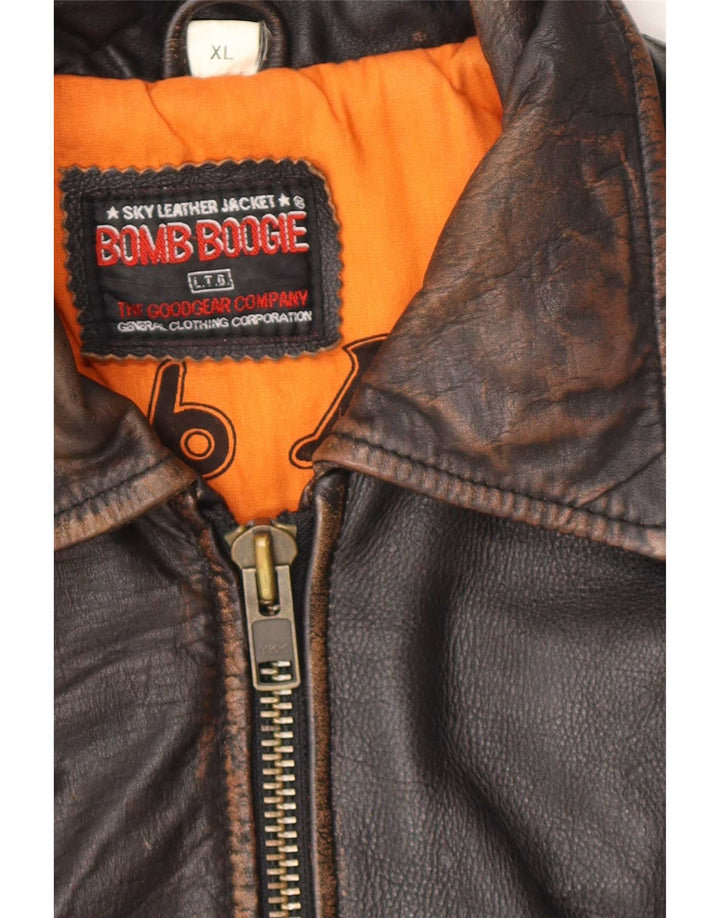 Bomboogie Bomber din piele pentru bărbați UK 42 XL din piele maro