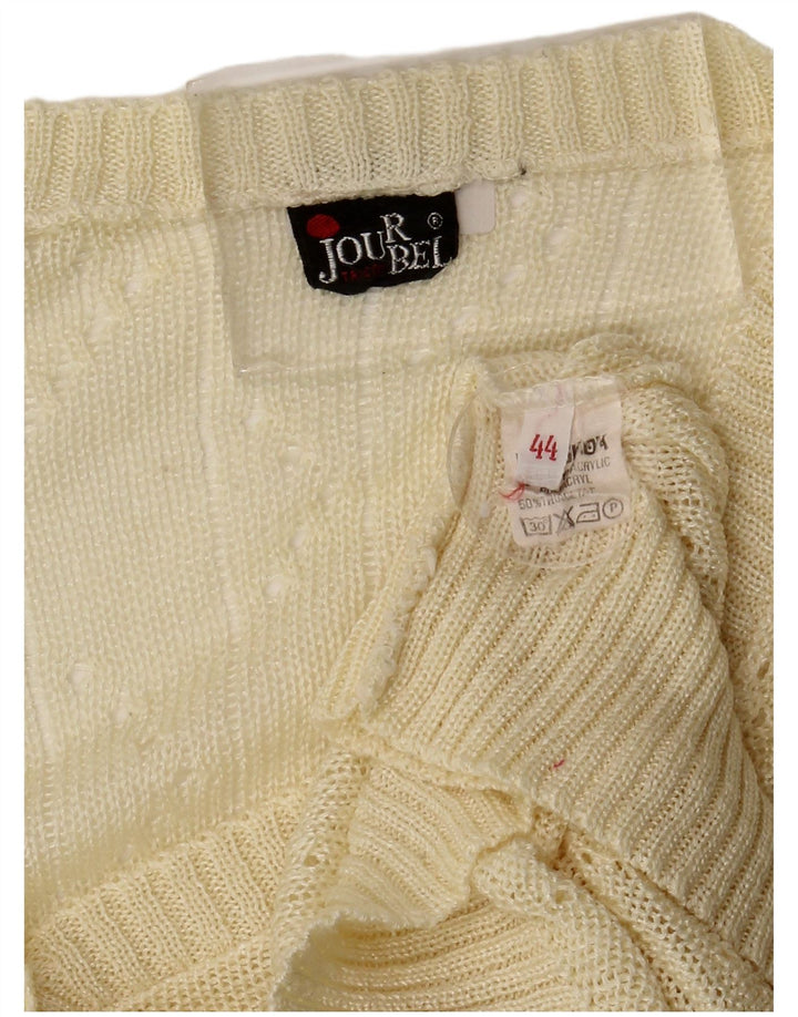 Pulover Cardigan Vintage pentru Damă IT 44 Galben Mediu Acrilic