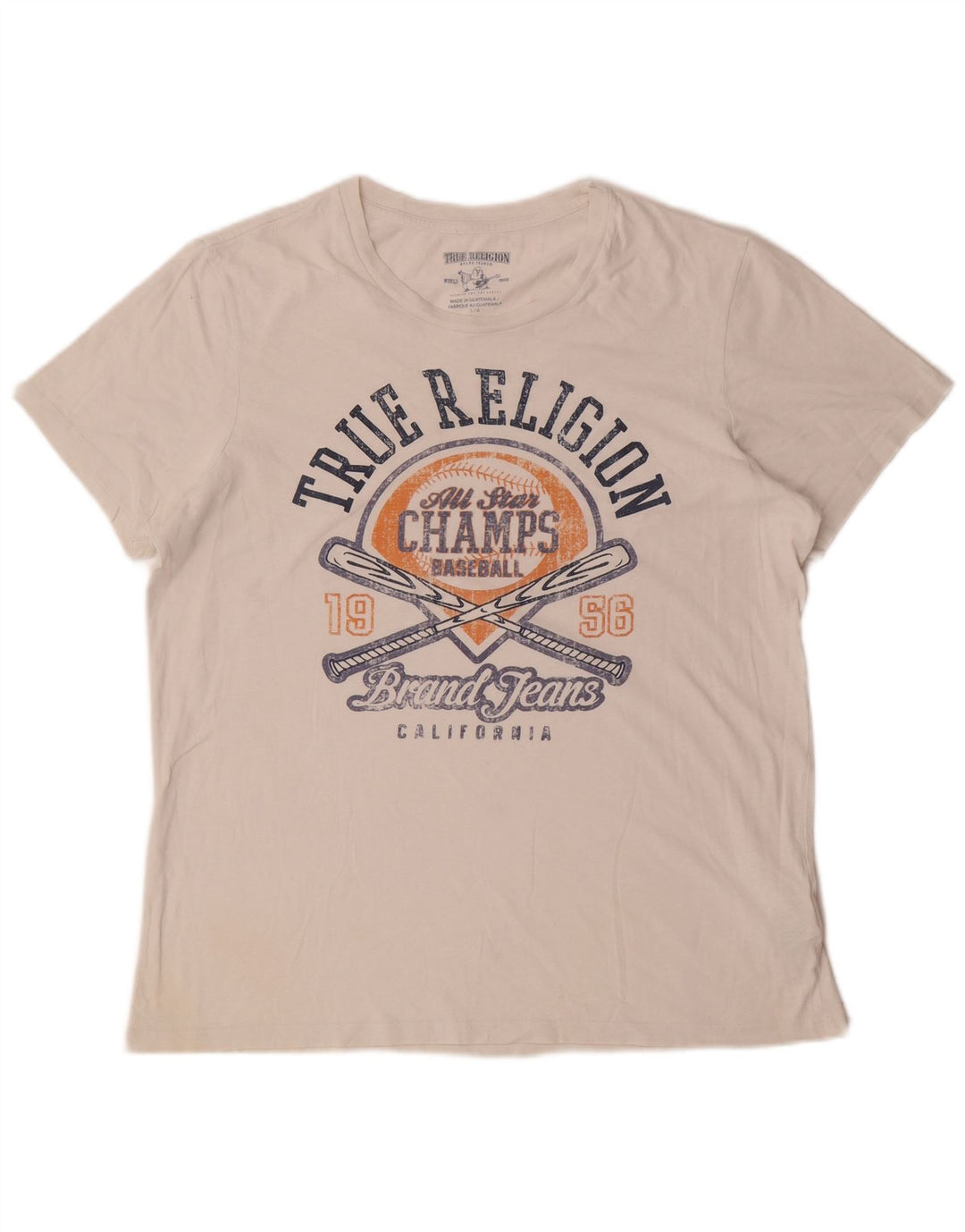 True Religion Tricou grafic pentru bărbați Top mare din bumbac alb