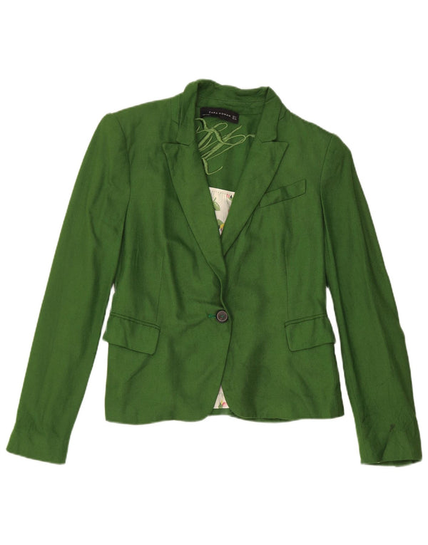 Blazer pentru femei Zara, cu 1 nasture, UK 12, verde mediu