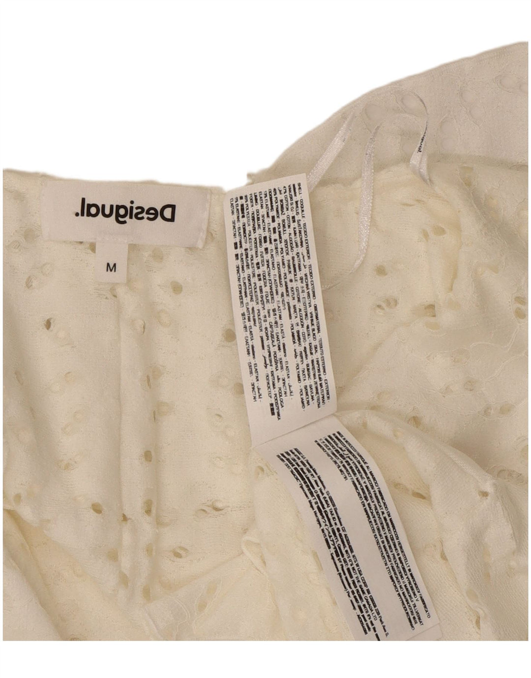 Bluză cămașă asimetrică pentru femei Desigual UK 12 Bumbac alb mediu