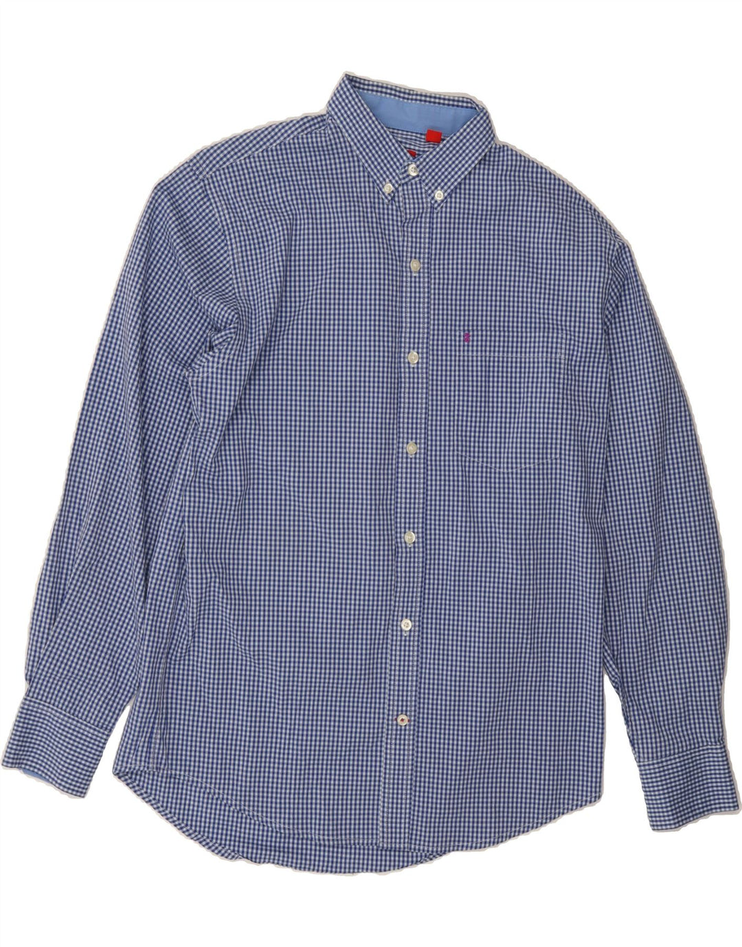 IZOD Mens Stretch Shirt Small Blue Gingham Cotton Vintage Izod and Second-Hand Izod from Messina Hembry 