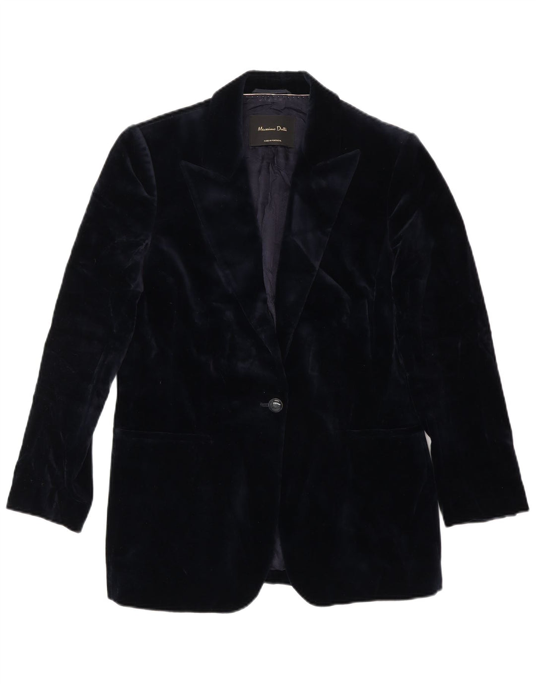 Massimo Dutti Jachetă de damă din catifea cu 1 nasture EU 38 Albastru bleumarin mediu
