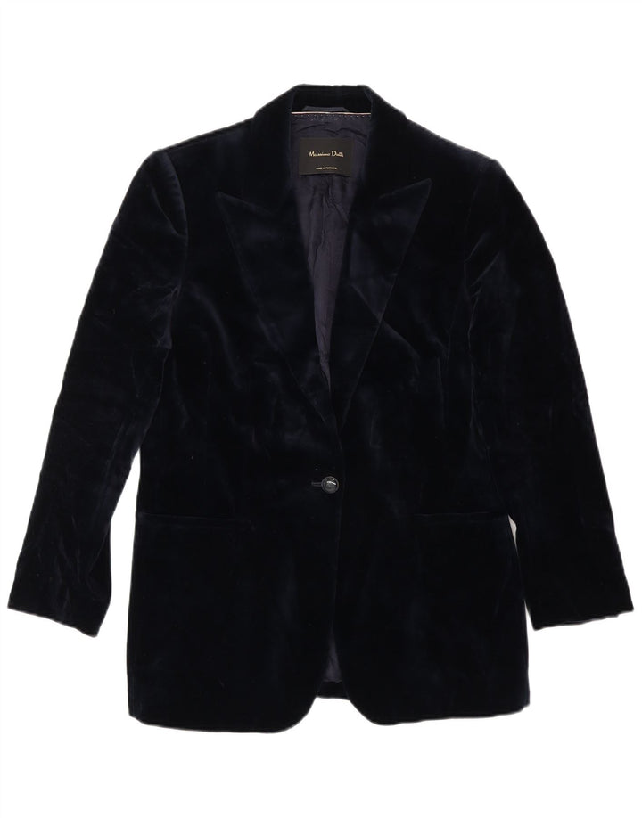 Massimo Dutti Jachetă de damă din catifea cu 1 nasture EU 38 Albastru bleumarin mediu