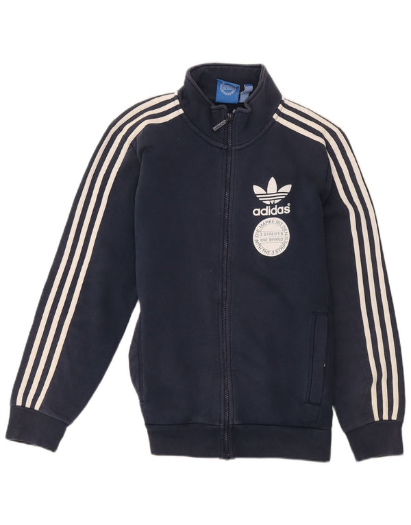 Jachetă de top pentru trening cu grafică Adidas pentru bărbați, bumbac, albastru bleumarin