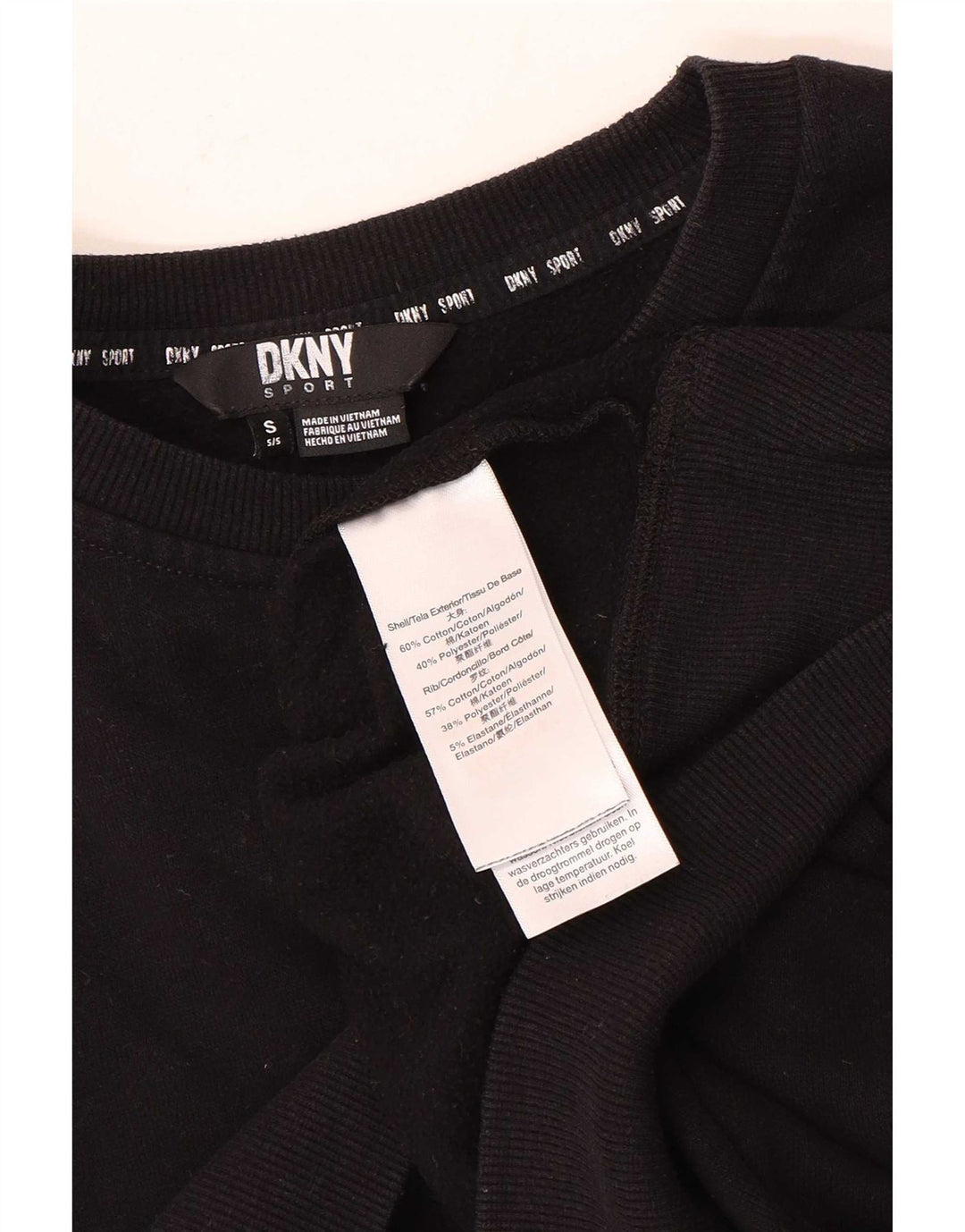 Dkny Pulover oversize Crop pentru femei UK 10 Bumbac negru mic