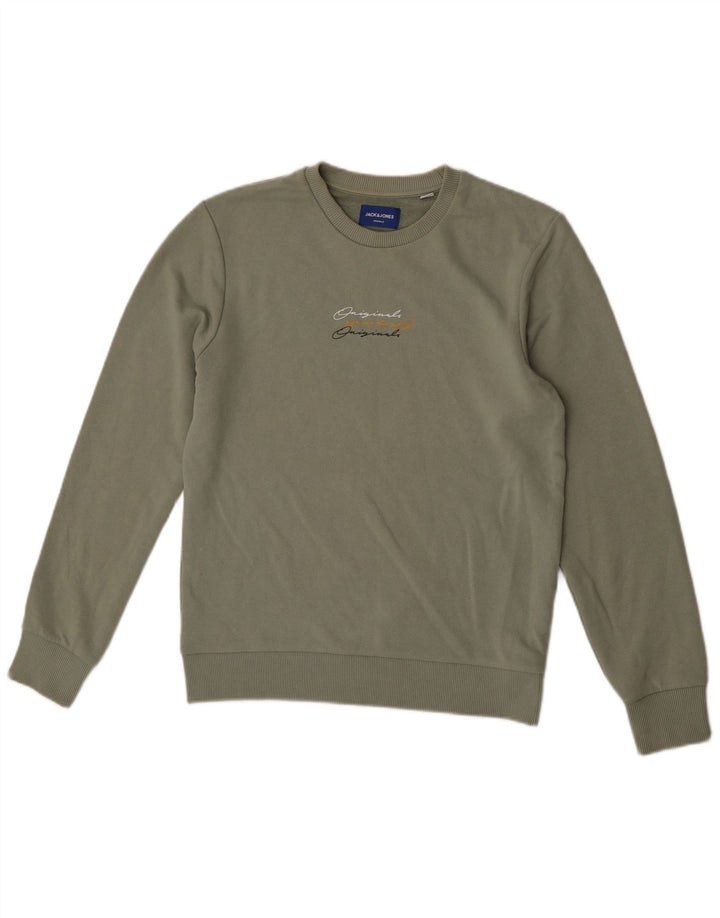 Pulover cu grafică Jack & Jones pentru bărbați, poliester kaki mic
