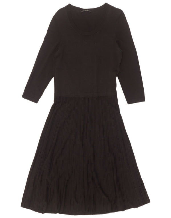 Rochie cu mâneci 3/4 pentru femei Hugo Boss UK 14, mare, neagră, viscoză
