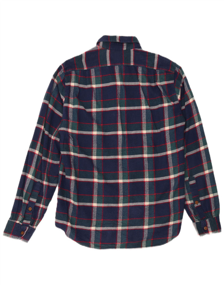 Cămașă de flanel pentru bărbați J. CREW, din bumbac cu carouri, albastru bleumarin