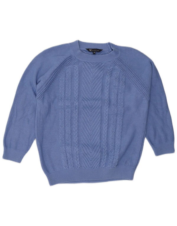 Crew Clothing Pulover pentru femei cu mâneci 3/4 cu gât, UK 14, mare, albastru, bumbac
