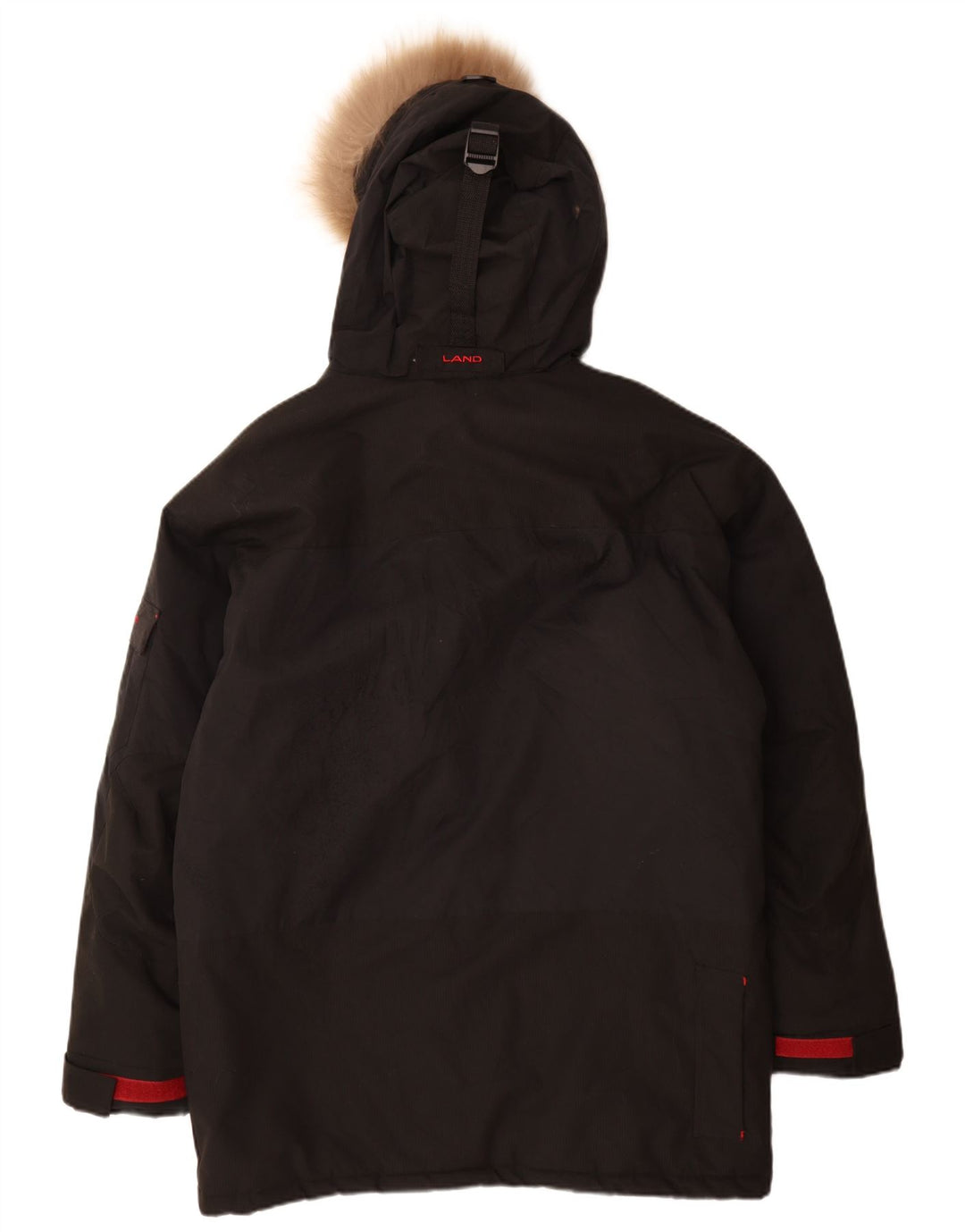 Jachetă parka cu glugă vintage pentru bărbați UK 38, nailon mediu negru