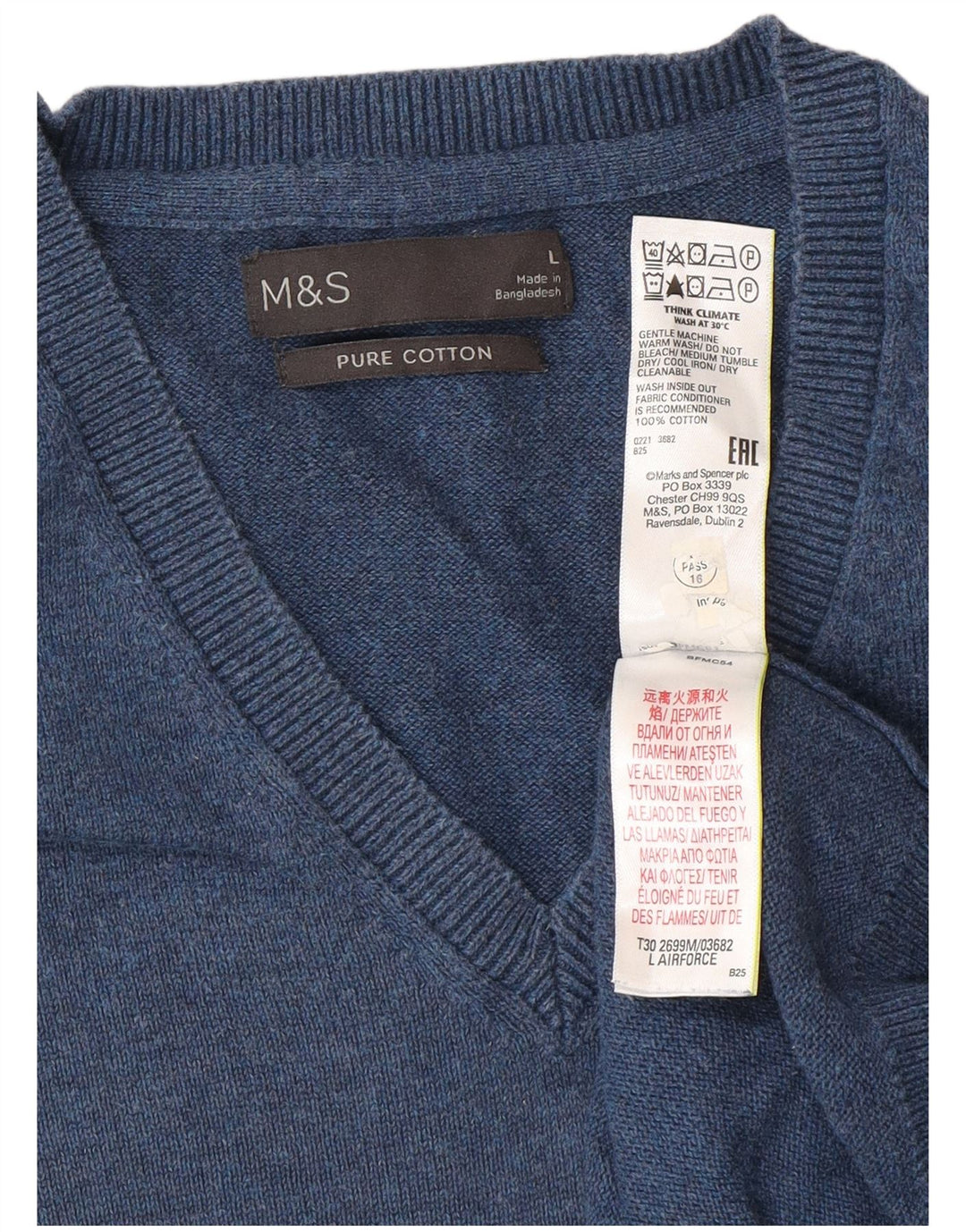 Marks & Spencer Vestă pentru bărbați Tank Top mare din bumbac bleumarin