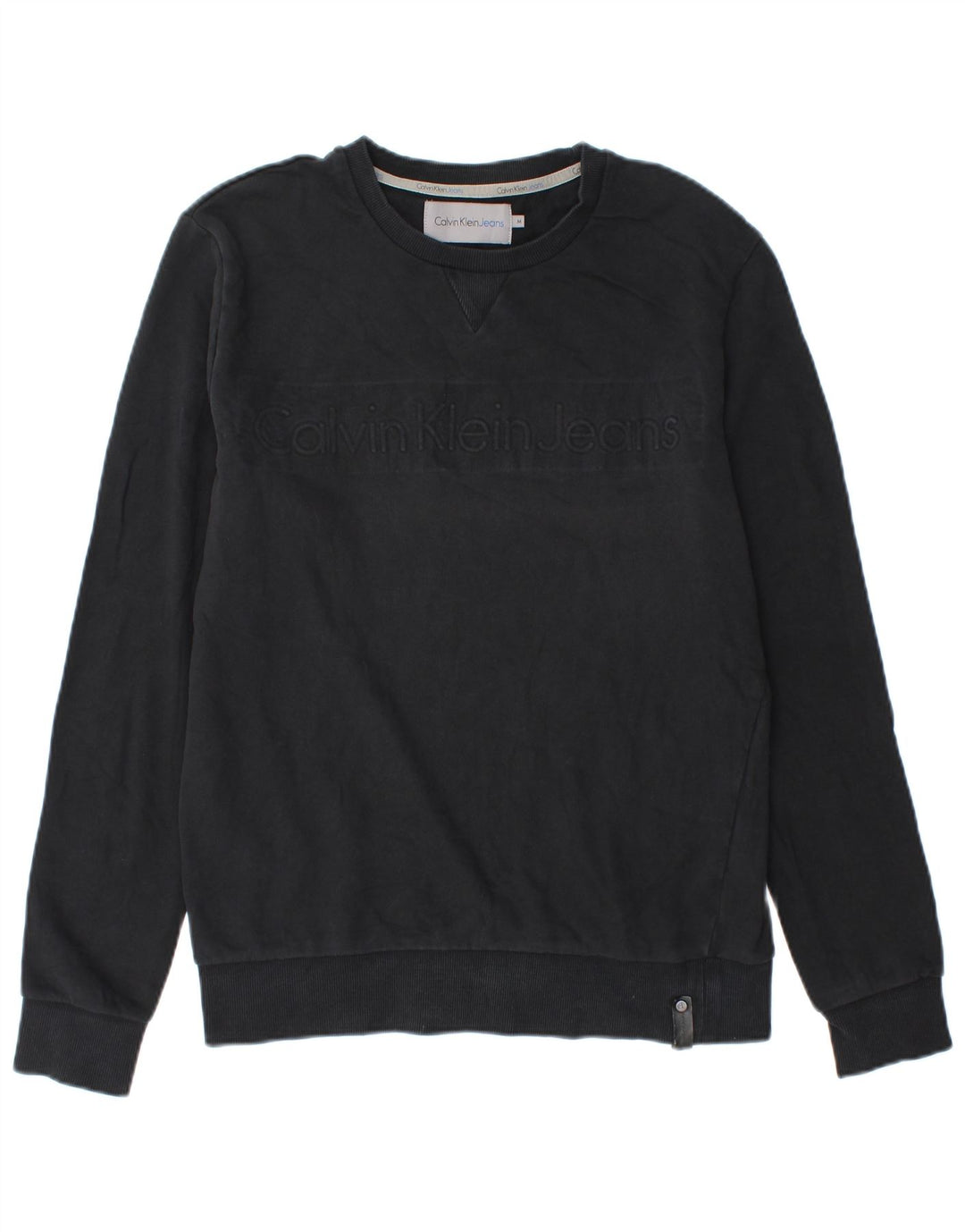 Pulover Calvin Klein Jeans pentru bărbați cu grafică, bumbac mediu negru
