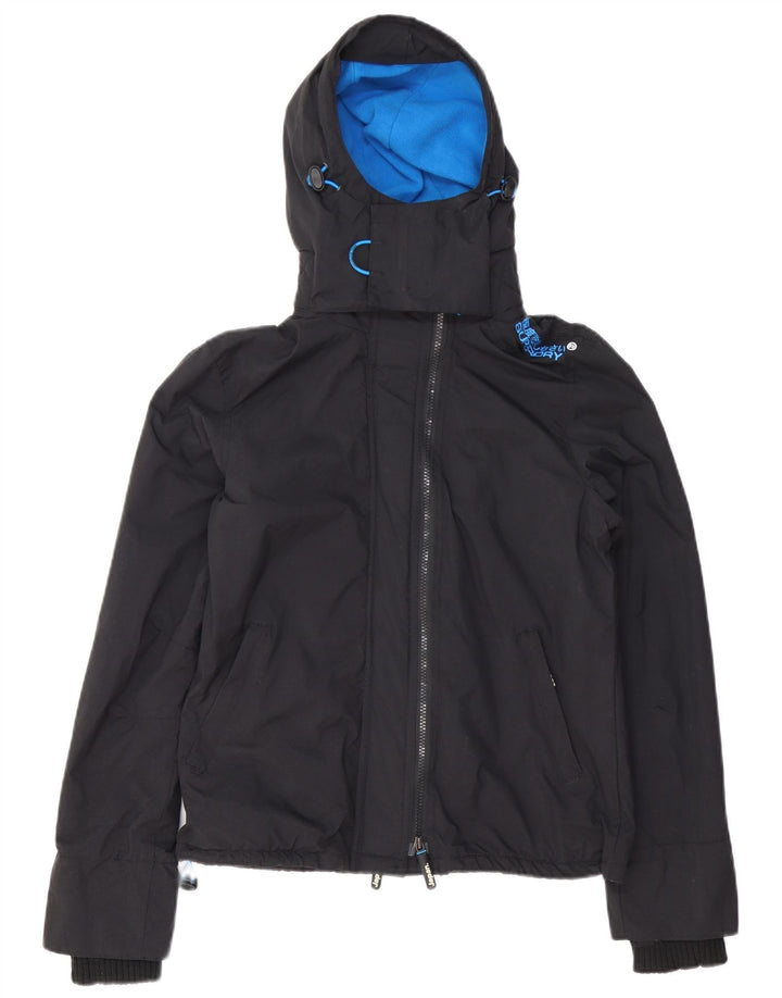 Jachetă de vânt cu glugă SUPERDRY pentru femei UK 14, mare, neagră