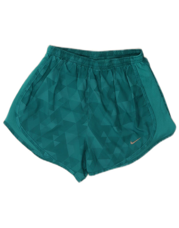 Pantaloni scurți sport Nike Dri Fit pentru femei UK 4 XS Turcoaz Geometric Poliester