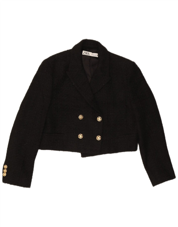 Jachetă Blazer Crop pentru femei Zara UK 16 Poliester negru mare