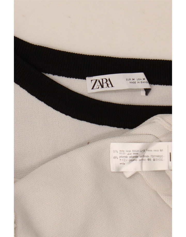 Rochie A-Line fără mâneci Zara pentru femei UK 14 Medium White Viscose