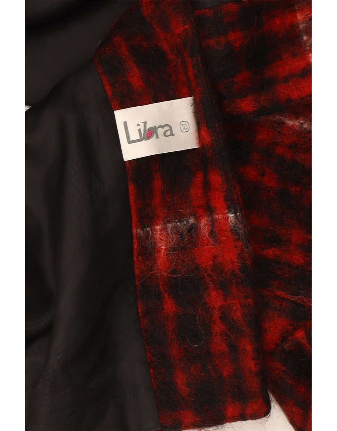 LIBRA Womens 3 Button Blazer Jacket UK 10 Small Red Check Acetate Vintage Libra and Second-Hand Libra from Messina Hembry 