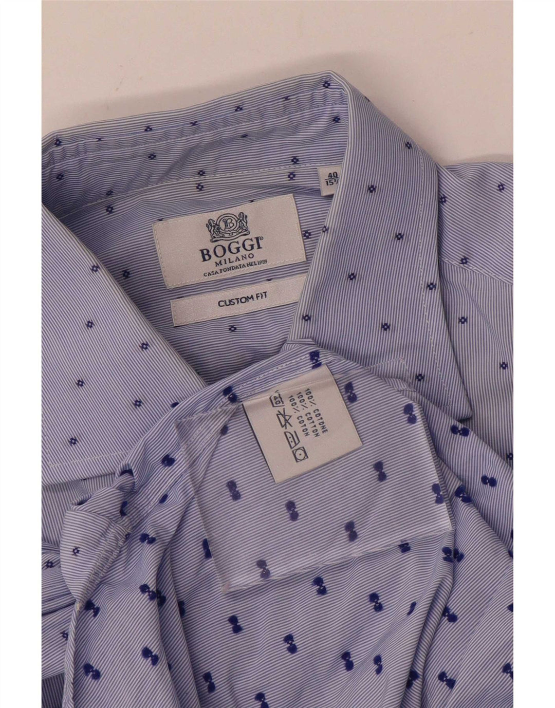 Cămașă personalizată pentru bărbați Boggi Mărimea 40 15 3/4 Medium Blue Pinstripe
