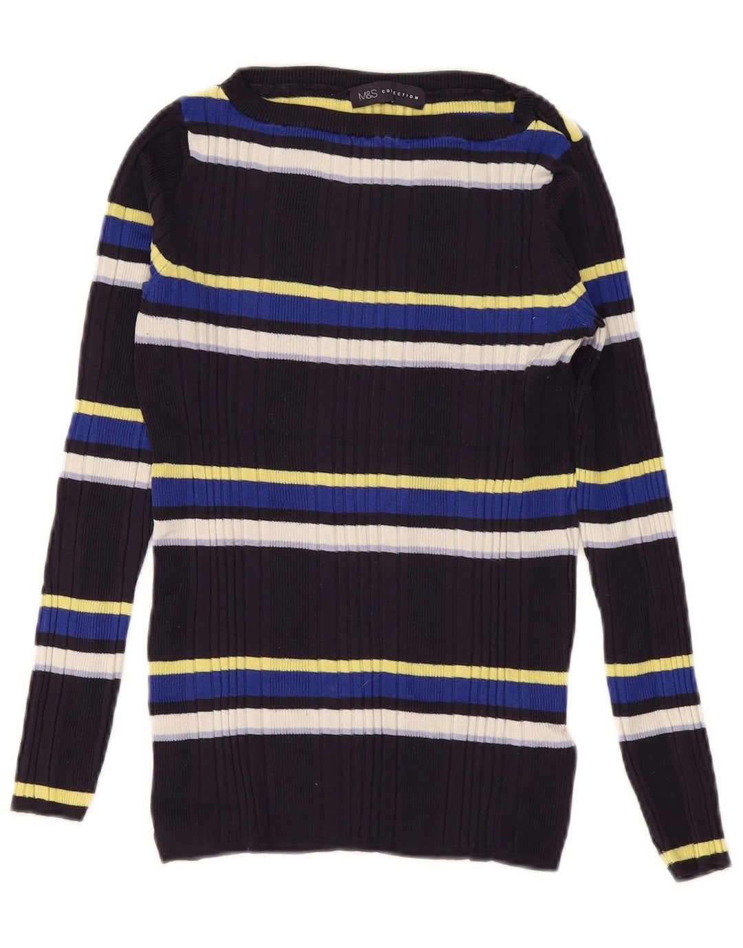 Marks & Spencer Womens Boat Neck Jumper Sweater UK 12 Medium Navy Blue