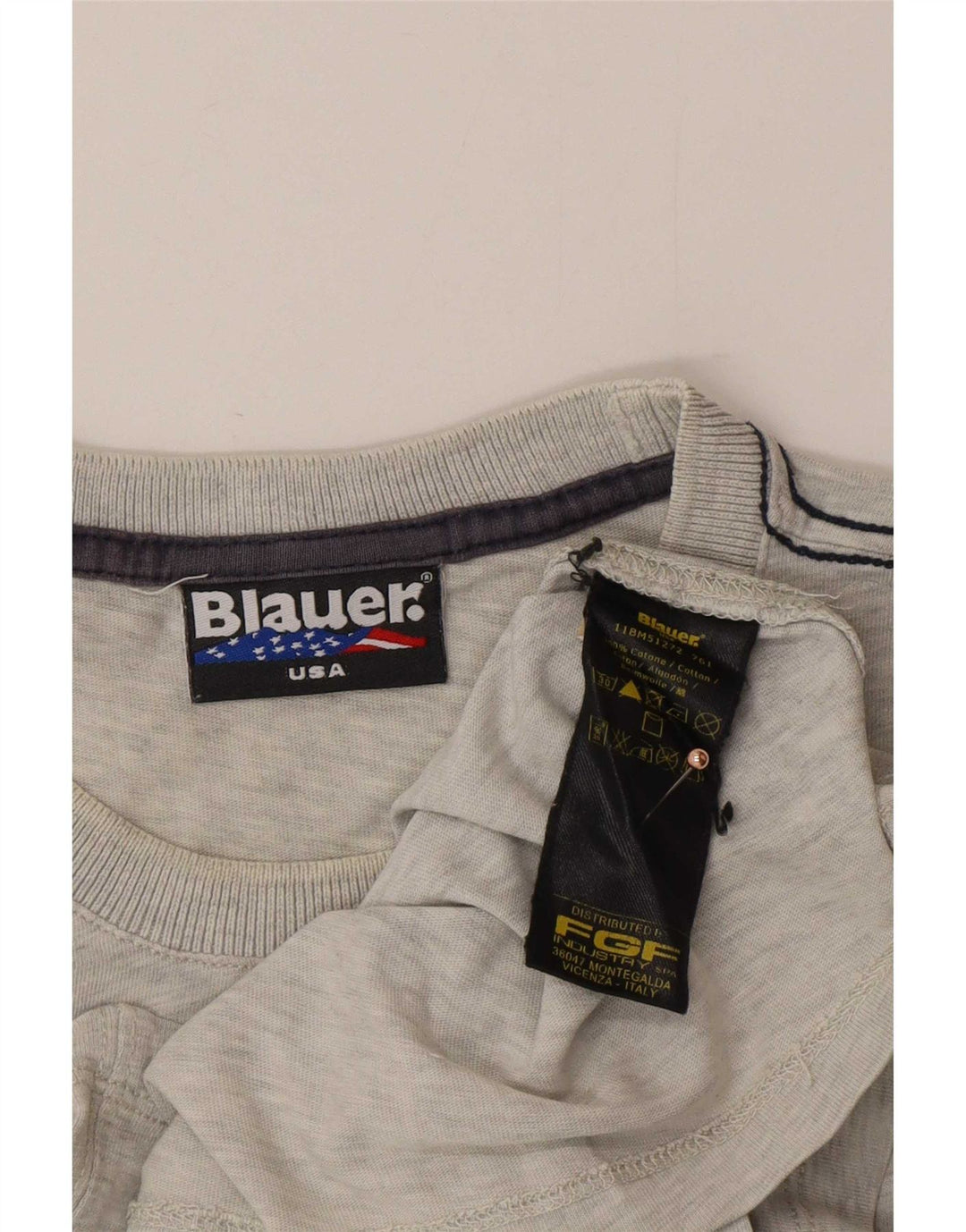 Tricou grafic pentru bărbați Blauer Top din bumbac gri mediu