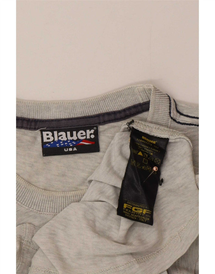 Tricou grafic pentru bărbați Blauer Top din bumbac gri mediu