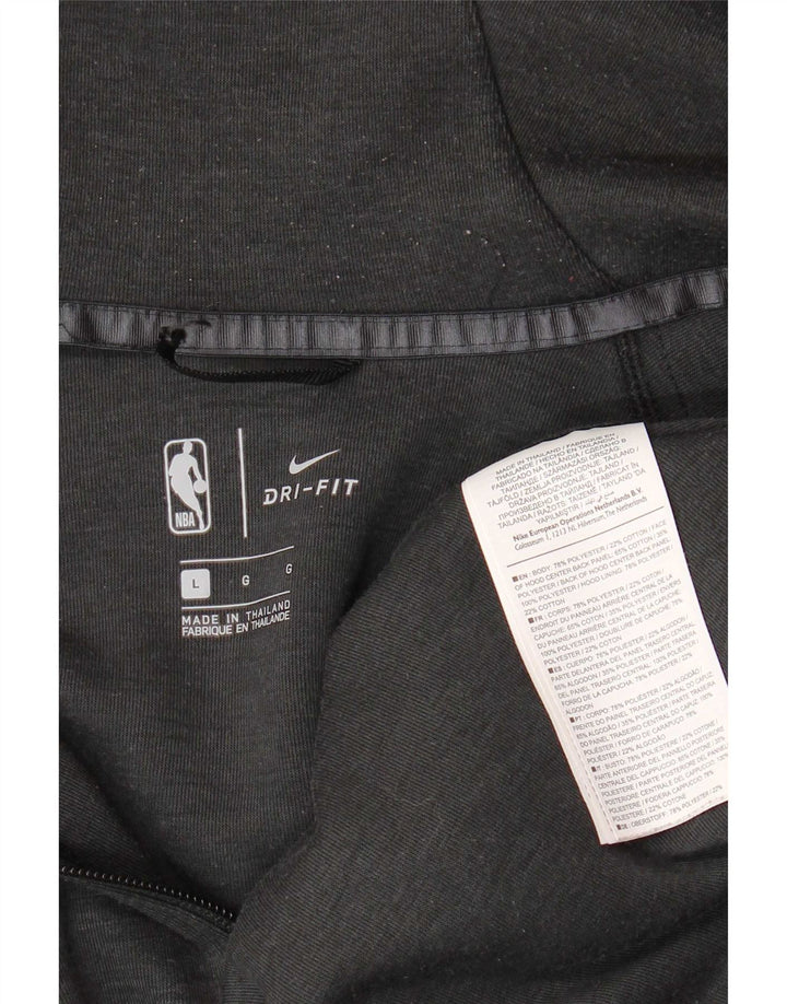 Pulover NBA pentru bărbați, cu capota cu fermoar grafic NBA, mare, gri, poliester color bloc