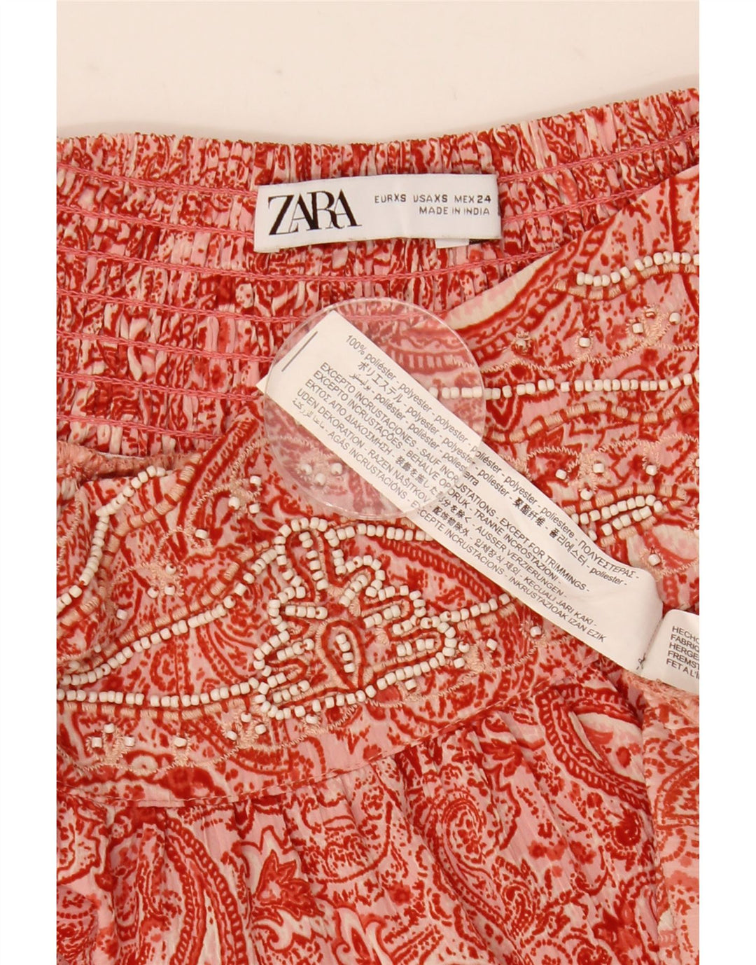 Fusta țigănească pentru femei Zara XS W24 Poliester Paisley Roșu