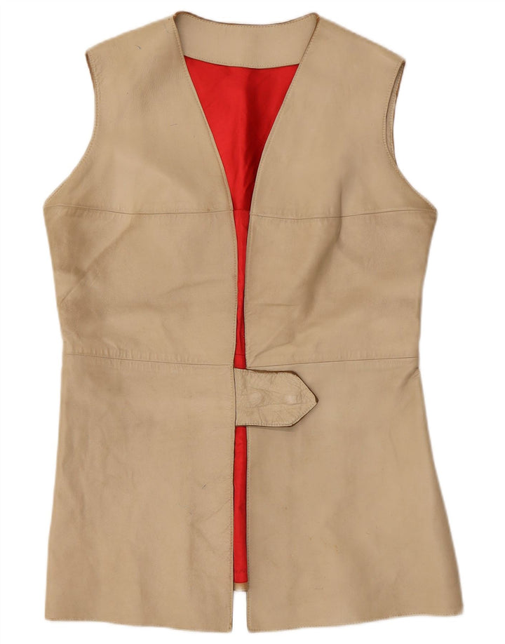 Gilet de damă vintage din piele IT 38 XS bej