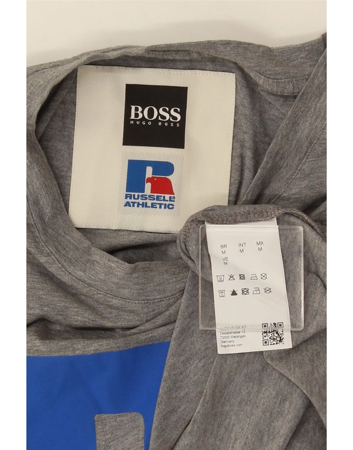 Tricou grafic pentru bărbați HUGO BOSS Top din bumbac gri mediu