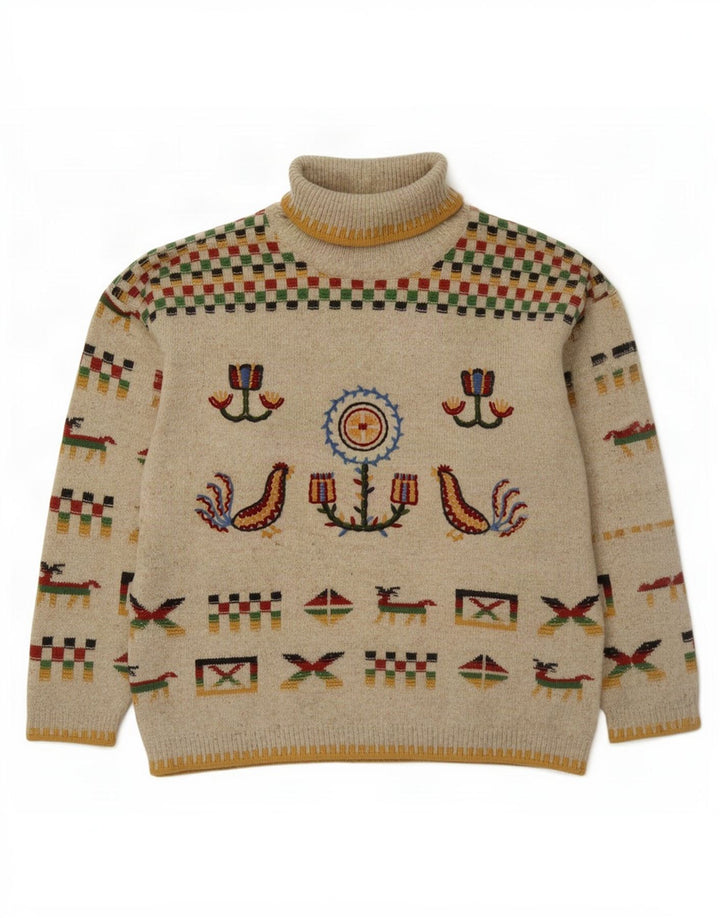 Pulover de damă Silvy cu gât rulat IT 42 Medium Bej Geometric Noutate