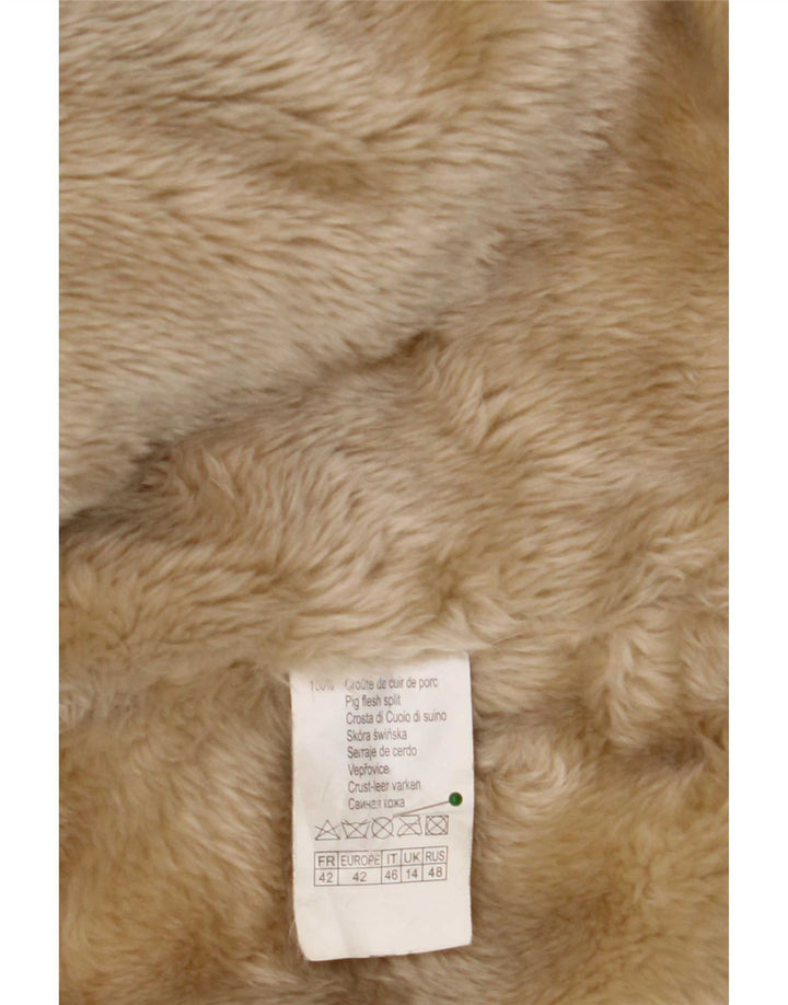 Palton din shearling pentru femei Camaieu UK 14, mare, bej
