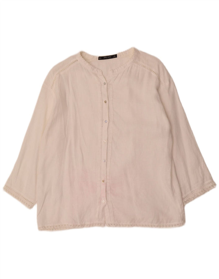 Bluză cămașă pentru femei Zara UK 18 XL Albă