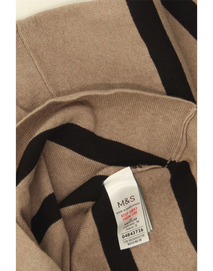 Pulover pentru femei Marks & Spencer cu decolteu triplu UK 12 Medium Bej cu dungi