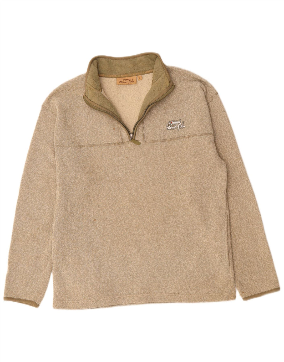 WEIRD FISH Hanorac cu fermoar pentru bărbați Pulover Medium Bej Poliester