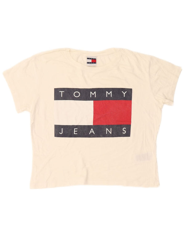 Tricou grafic supradimensionat pentru femei Tommy Hilfiger Top UK 10 Small White