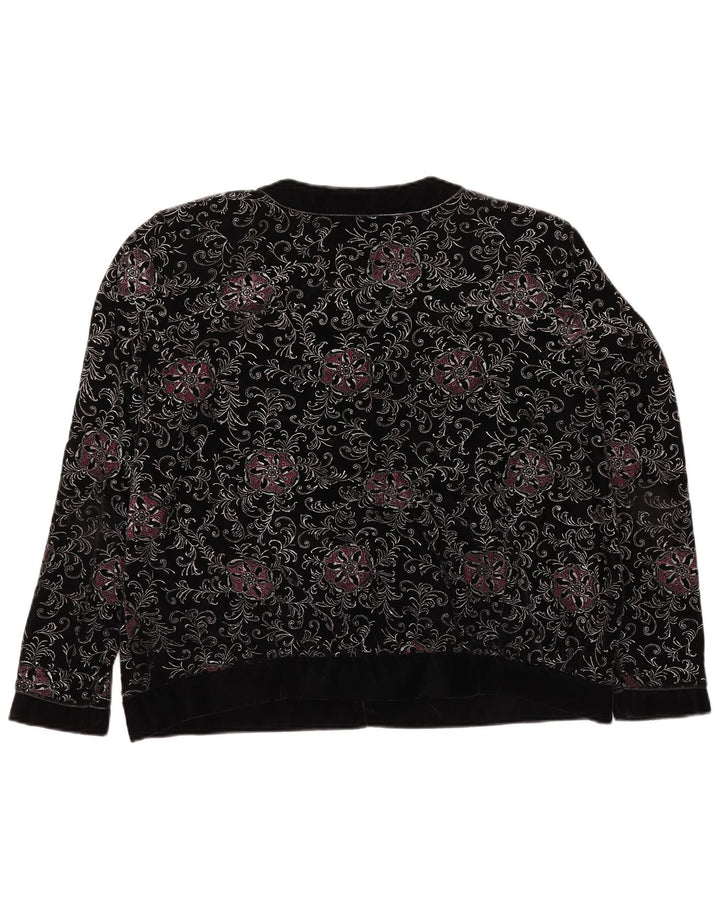 Jachetă pentru femei YESSICA, supradimensionată, cu 6 nasturi, EU 46 XL, neagră, florală
