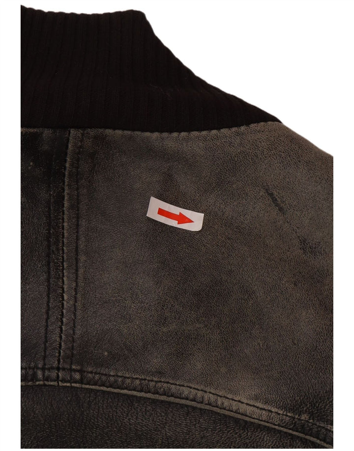 Jachetă de piele vintage pentru bărbați UK 38 Medium Black Leather
